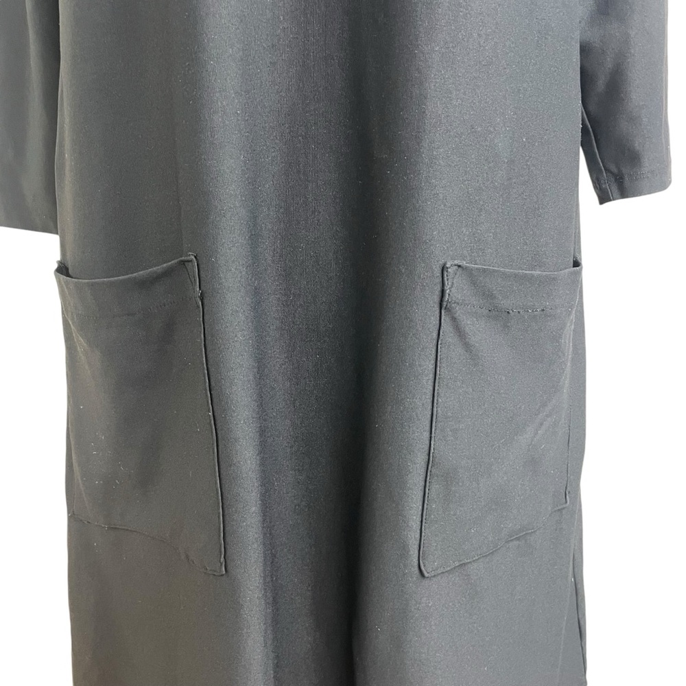 Judy P black A-line V neck dress with 3/4 sleeves medium - Picture 5 of 12